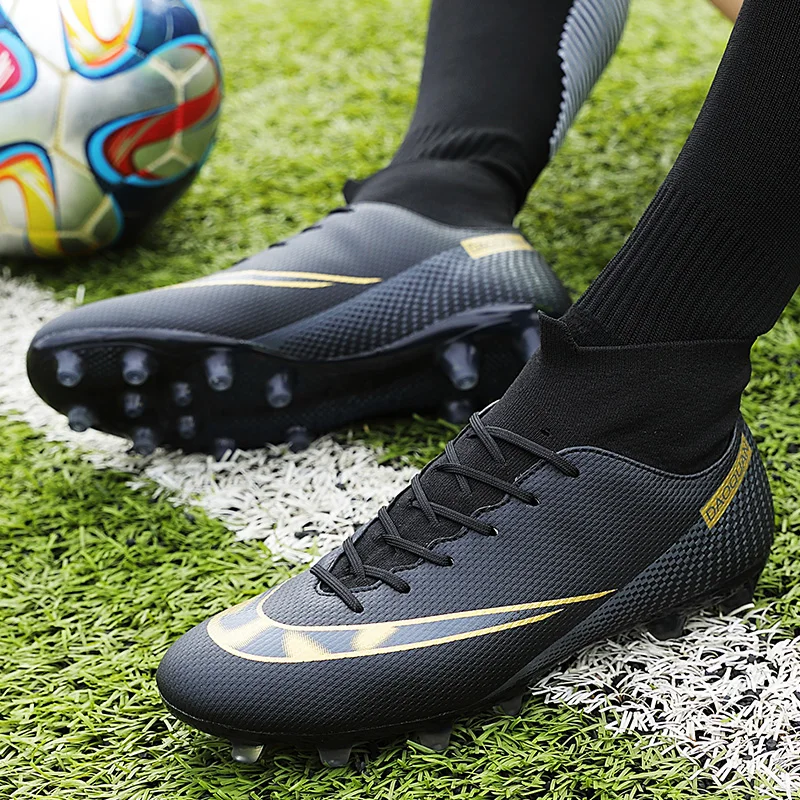 High Ankle Soccer Shoes Outdoor Non-Slip Long Spikes Football Boots Large Size 48 Ultralight Soccer Cleats Football Sneakers Men