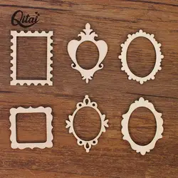 QITAI-Unfinished Wooden Frame Carved Ornaments Embellishment for Scrapbooking Card Wall Tree DIY Crafts Wooden WF081 36 PCs/Set