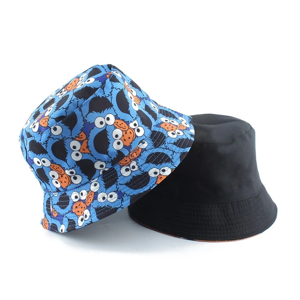 Vintage Printed Fishing Hat Summer Fisherman Hat Reversible Cartoon Bucket Hats For Women Men Street Hip Hop Bucket Cap