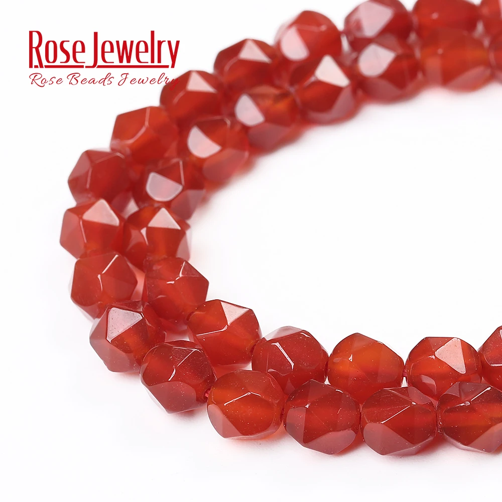 Natural Stone Multi-faceted Red Agates Carnelian Round Loose Beads 8MM Pick Size  for Jewelry Making Bracelet DIY