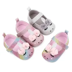 Cute Cartoon Baby Girls Crib Shoes Newborn Fashion Bling Soft Sole First Walkers Spring Autumn Infant Girls Princess Shoes