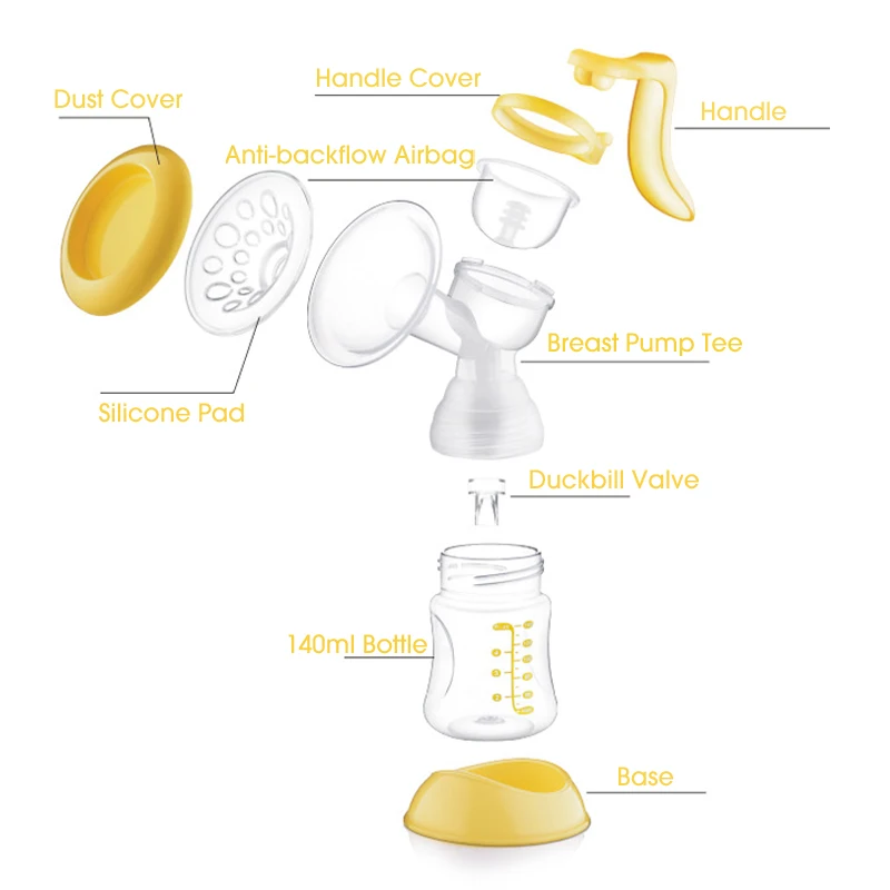 Big Suction P.P. Material Manual Breast Pumps Breast Feeding BPA Free Manual Breast Pump with Baby Bottle