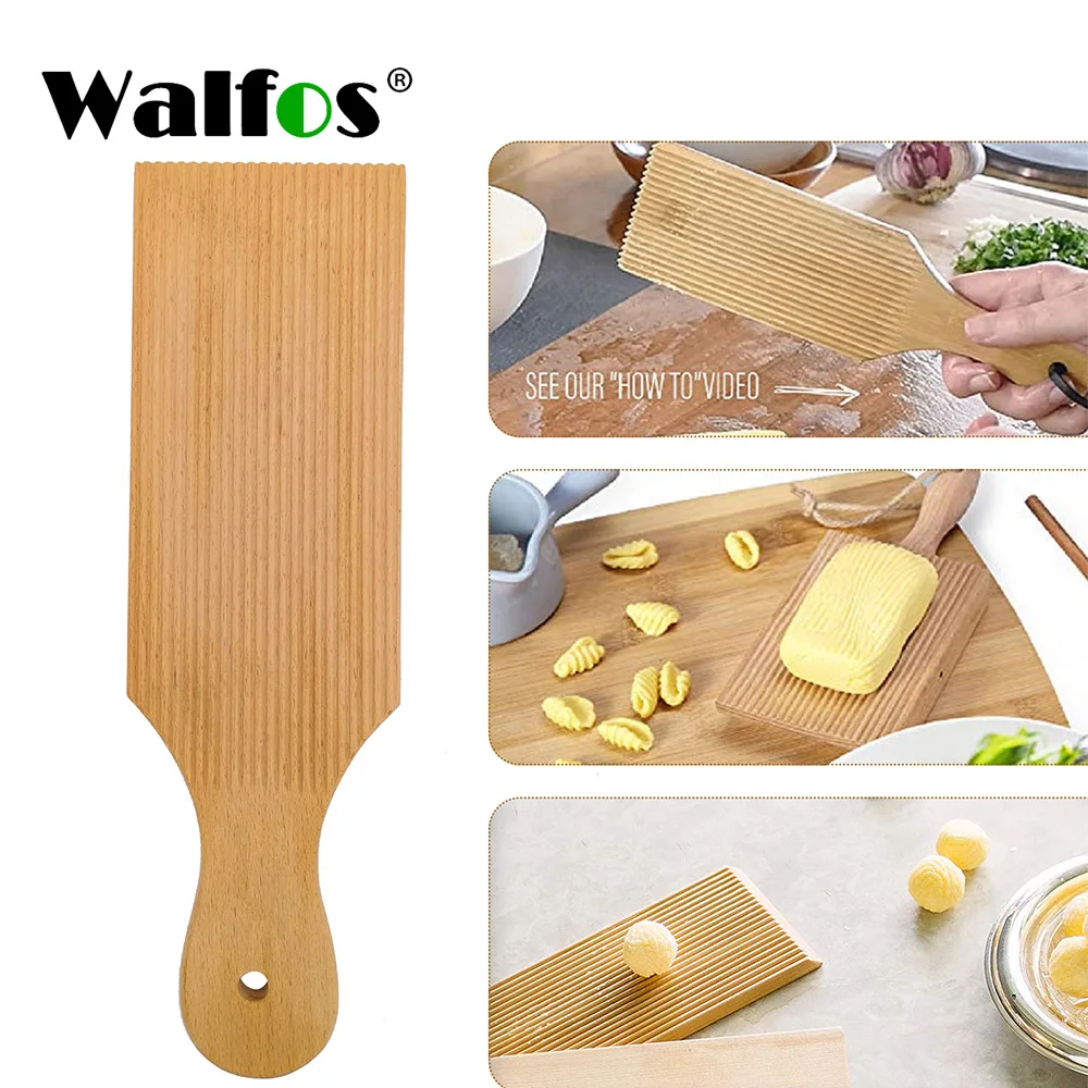 Walfos Noodles Mesa de mantequilla de madera y macarrones hacen fácilmente auténticas pasta casera y tablero de Pasta antiadherente herramientas de cocina