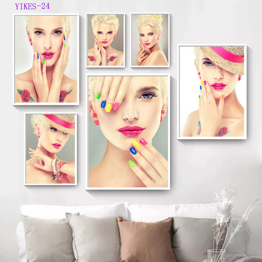 Model Beauty Salon Posters and Prints Decoration Makeup Gifts Manicure Guide Art Canvas Nail Art Painting