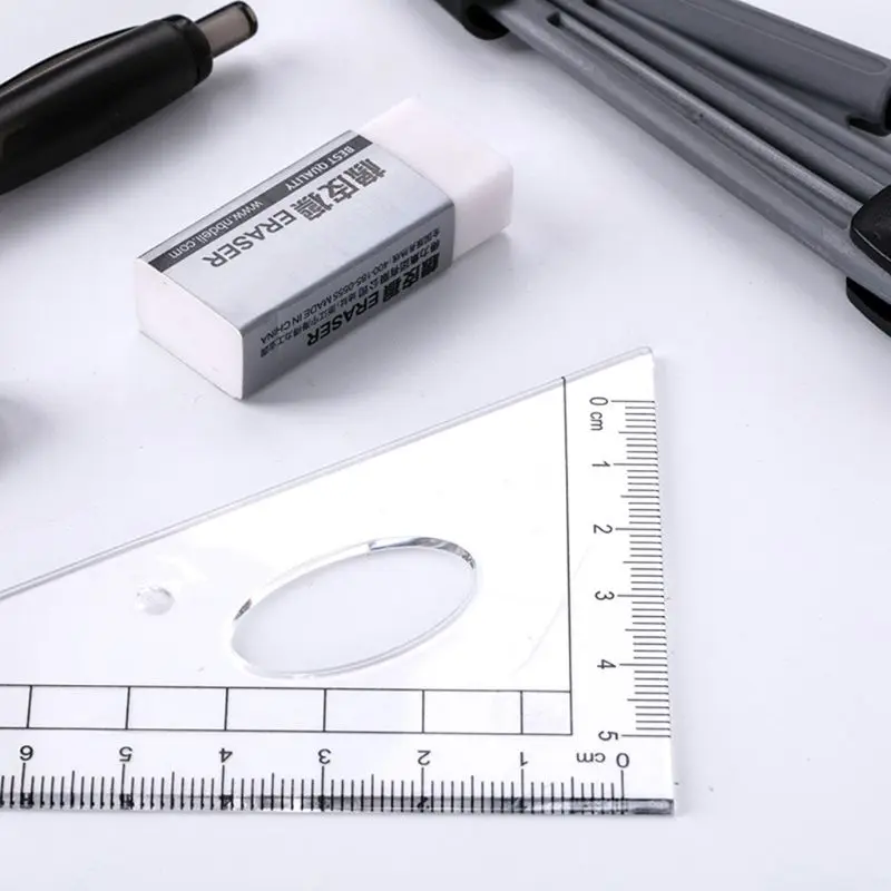 8pcs/set Portable Precision Geometry Protractor Drawing Compass Ruler Pencil Essentials Math Study Tool Kit