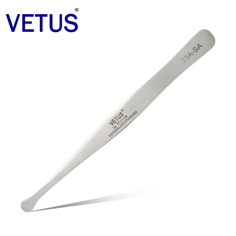 VETUS Tweezers Original 33-SA Non-magnetic Anti Acid Corrosion Resistant High Precision for  Stamp Stainless Steel Clamp