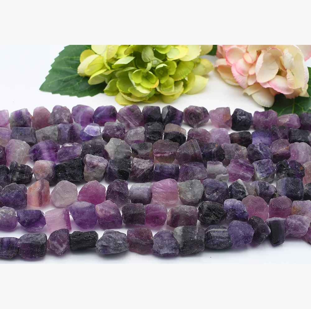 11-13x15-18mm Purple Crystal Fluorite Spacer Beads Stone Beads For DIY Necklace Jewelry Making 15