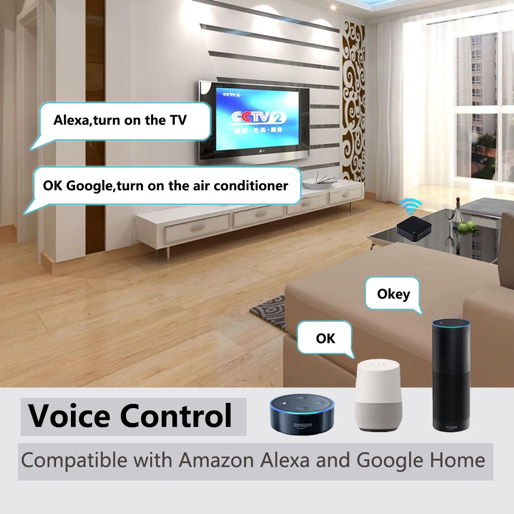 Controle Remoto IR Universal, Smart WiFi, Infravermelho, Tuya para Smart Home, TV, DVD, AUD, AC, Funciona com Amz, Alexa, Google Home