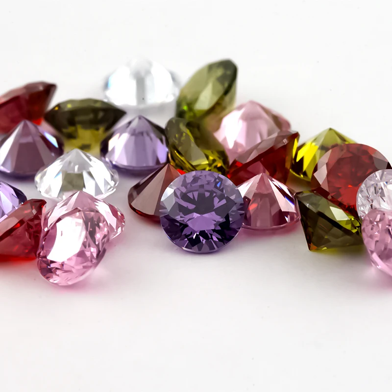 1~12mm 5A Runde Lose Zirkonia-Steine Weiß Olivgrün Rosa Granat Amethyst Mix 5 Farben CZ Edelsteine für Schmuckherstellung – Detail 17