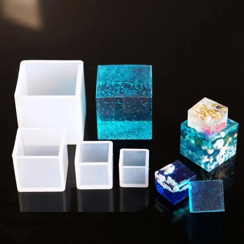 

Square Cube Shape Silicone Mold Pendant Jewelry Making DIY Resin Casting Mould new