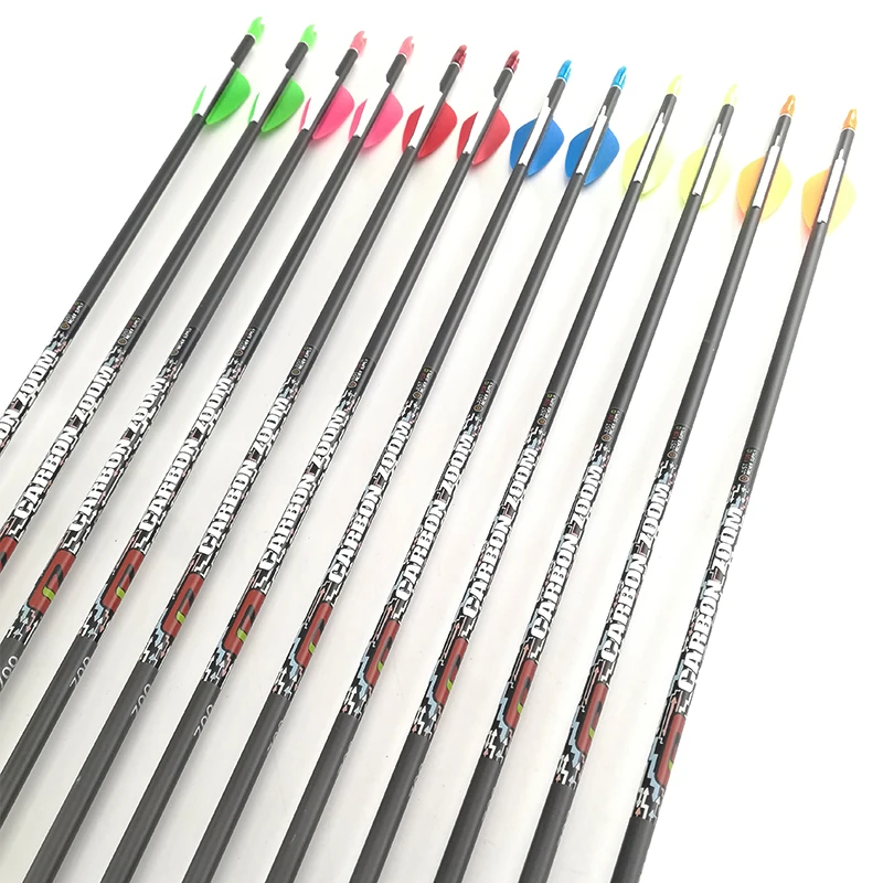 

Spine 400 500 600 Archery Carbon Arrows 30 Inch Shafts for Compound Recurve Bow Hunting Targets Arrow Vanes Points 12PCS