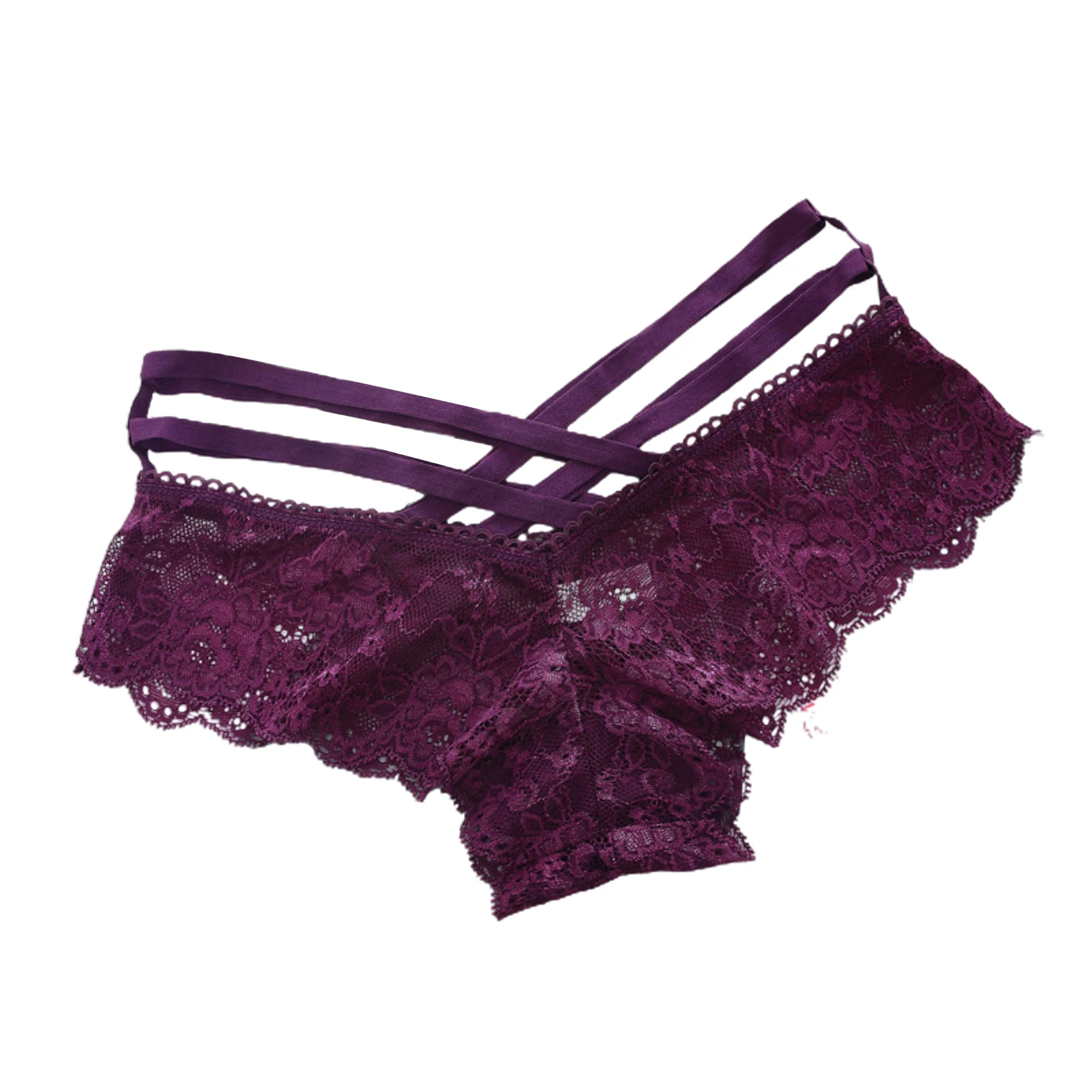 Ropa interior Sexy para mujer, bragas caladas de vendaje cruzado, calzoncillos elásticos de encaje, Tanga de talla grande