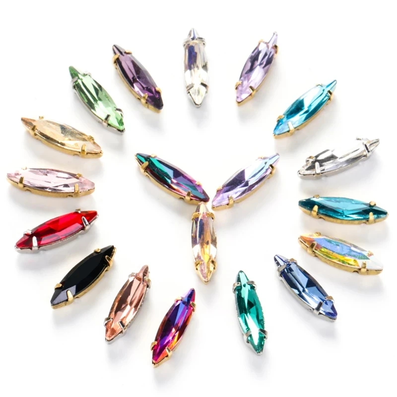 

XiChuan Fancy Navette Claw With Stone Sew On Rhinestones Glass Crystal стразы Diamond DIY Clothing Accessories Jewelry Making