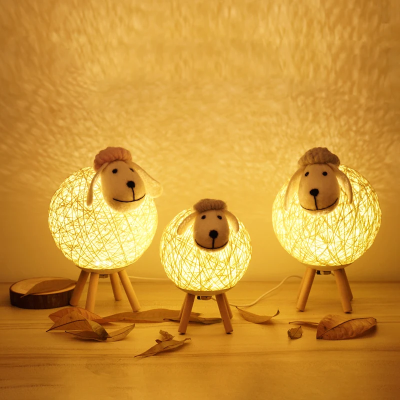 Creative LED Night Light Lamb Starry Sky Projection Sleep Lamp Bedroom Decoration Table Lamp USB Power Supply Children's Gift