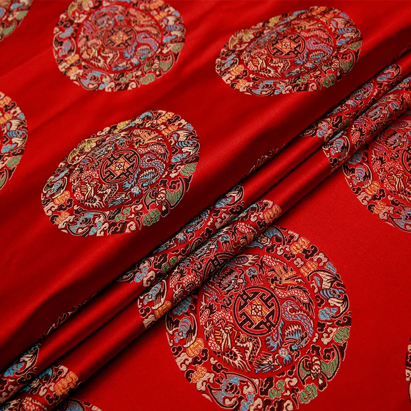 Satin fabric Brocade jacquard fabrics Silk costume material DIY damask fabric for sewing cheongsam and kimono