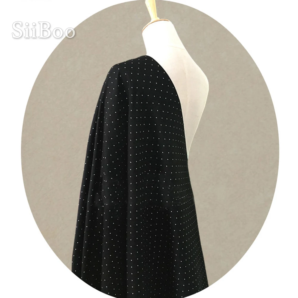 European elegant white dot cloth heavy jacquard viscose polyester wool fabric for autumn winter coat dress tissu de laine SP5865