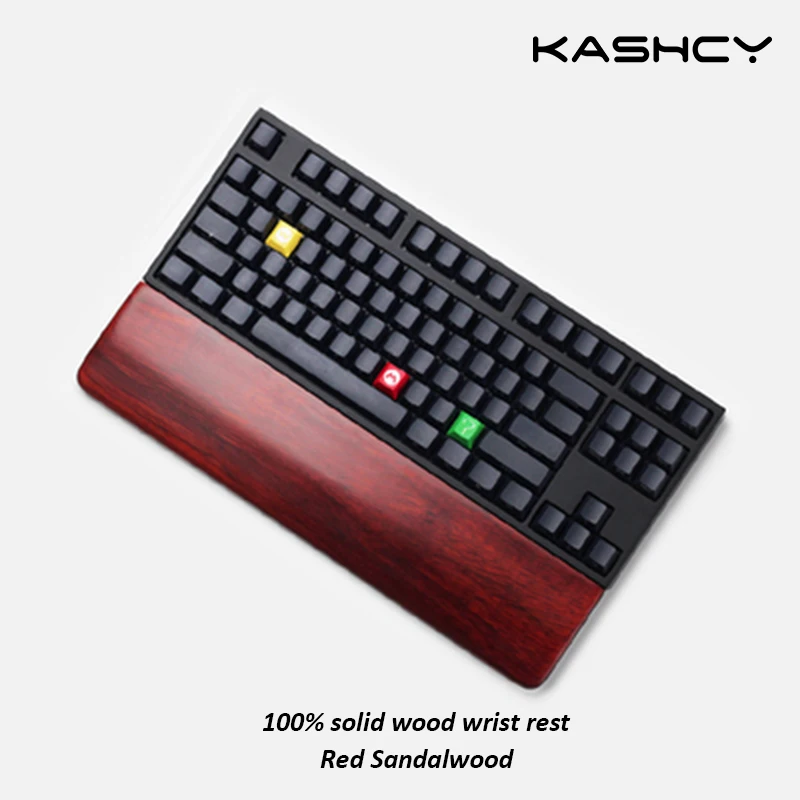 Kashcy Solid Red Sandalwood Wooden Palm Rest For Ergonomic Gaming Mechanical Keyboard Wrist Support Pad ,60 87 104 108keys