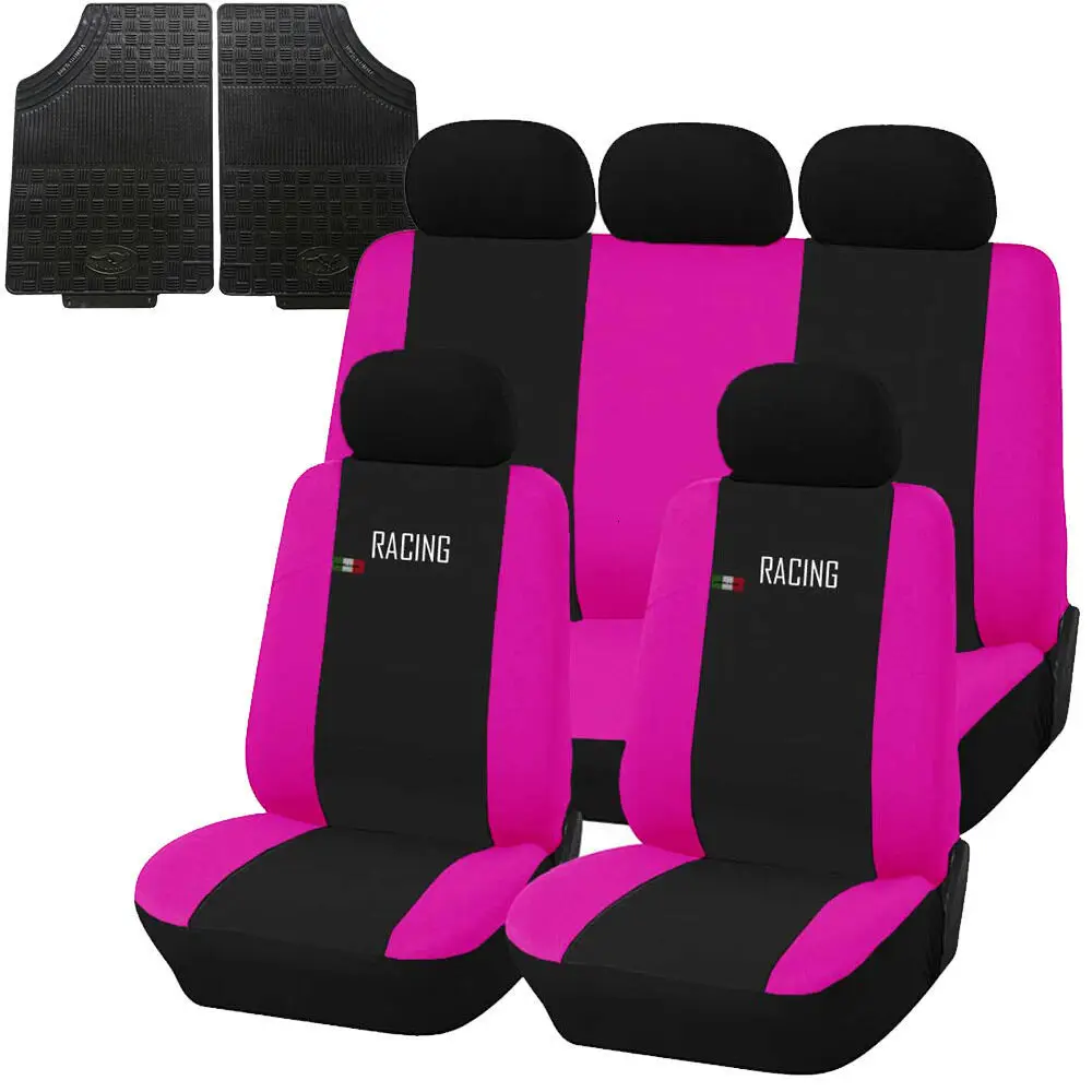 Coprisedili e tappetini gomma automobilismo corrida nero-fucsia