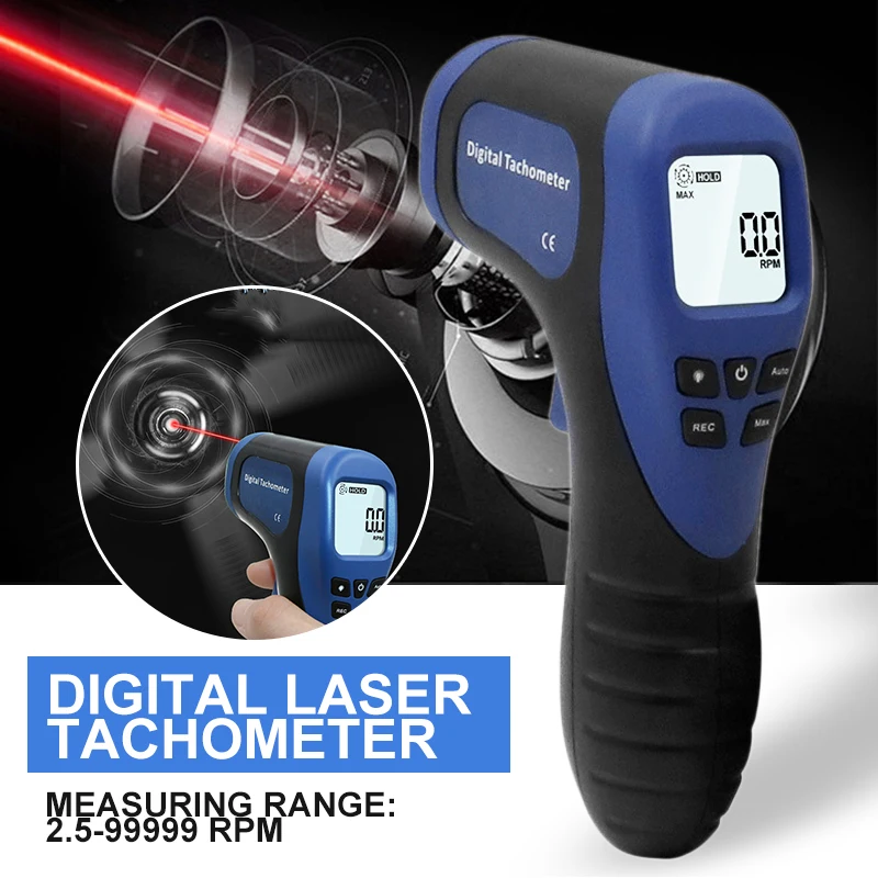 

New LCD Digital Laser Tachometer Non-Contact Tester 2.5-99999RPM Speed Gauge