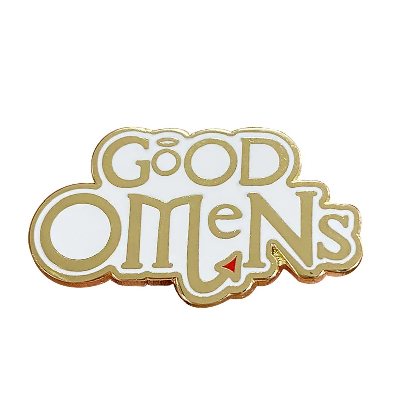 Angelic White & Gold Good Omens Lapel Pin Comedy TV Show Jewelry