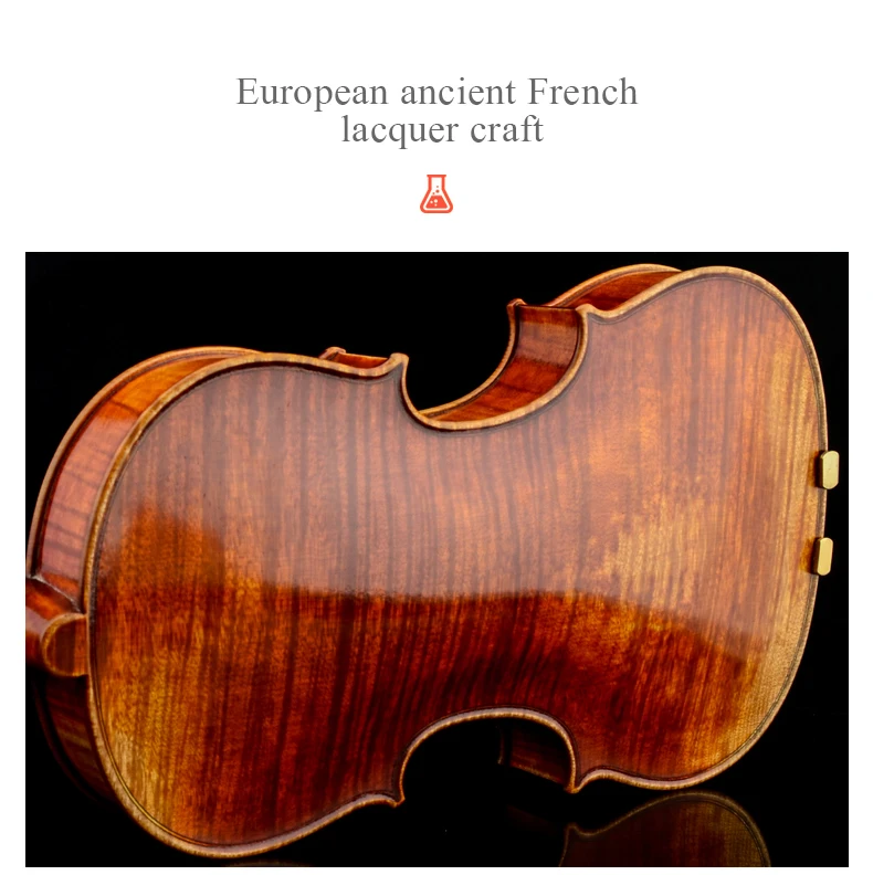 High quality handmade violin maple 4/4 3/4 solid wood single board natural grain road red light violin string instrument