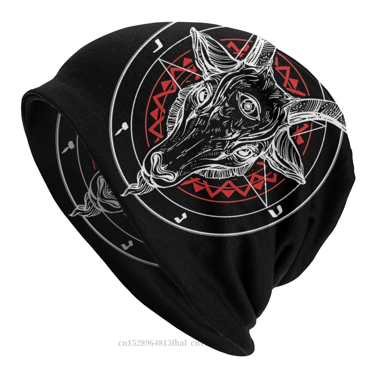 

Baphomet Skullies Beanies Caps Satanic Goat Circle Satan Symbol Lucifer Devil Hat Winter Bonnet Hats Men Women's Street Ski Cap