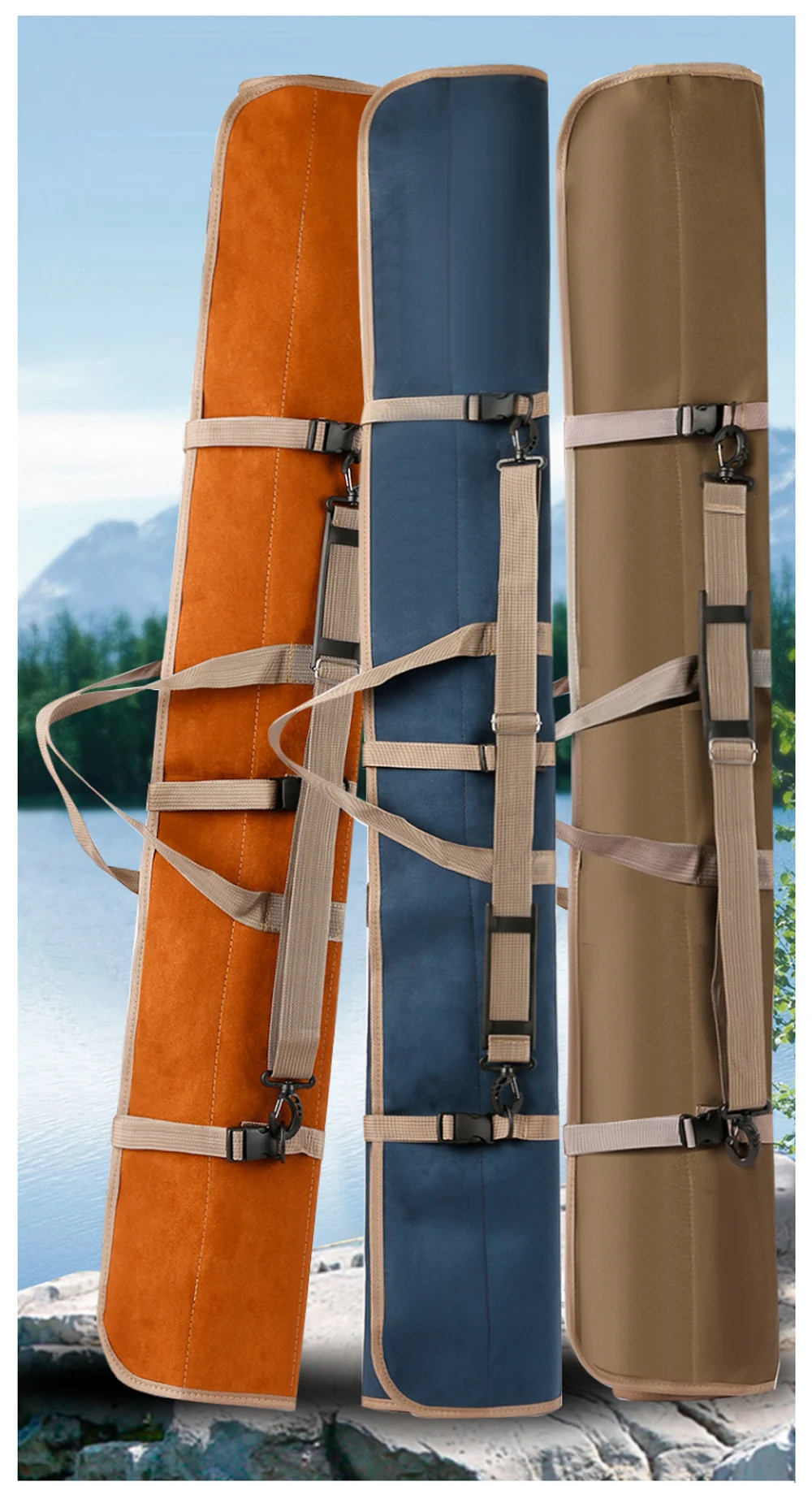 150cm Tragbare Angelrutentasche Einlagige Faltbare Roll-Up-Tasche im Regenschirm-Design für Rolle, Schnur, Köder, Angelausrüstung und Zubehör – Detail 1