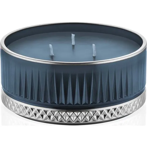 The Mia Glass Solid Candle Holder-Navy Blue Silver 5x13 cm