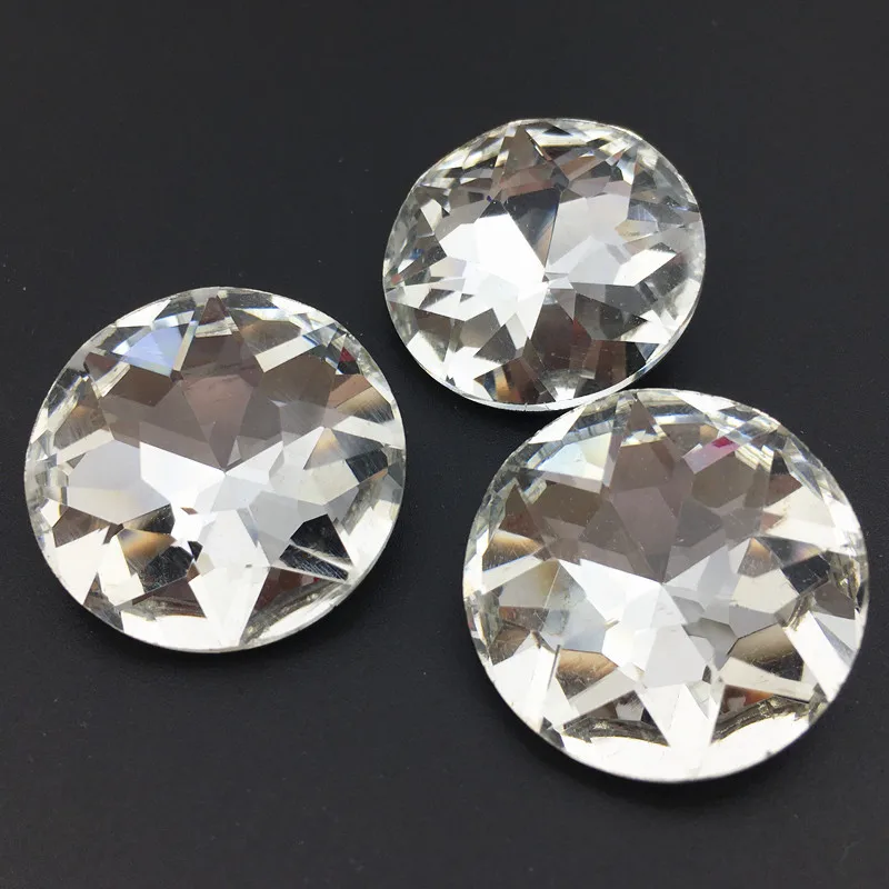 3pcs Biggest Size 35mm Round Baoshihua Rhinestone Pointback Fancy Stone Crystal Clear Color Glass Crystals Jewelry Making