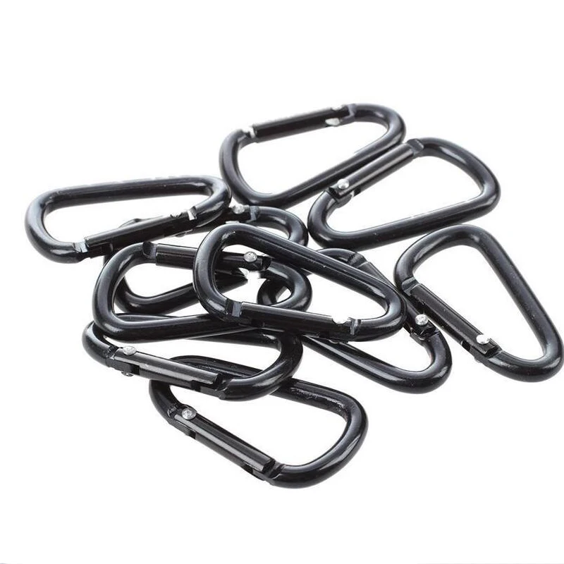 5 PCS Carabiner Black Mini Spring Snap Hook Steel Clip Link Buckle 5x2.4cm Locking Hook Keychain Clip for Camping Hiking