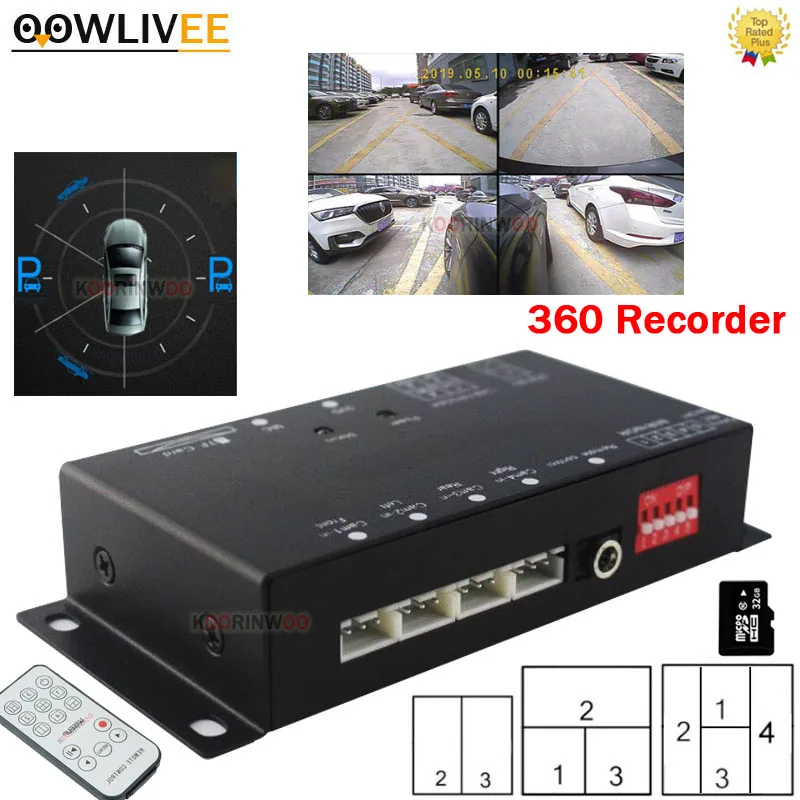 

OOWLIVEE Intelligent Car DVR Recorder 360 Parking 4 Trigger Switch Combiner Box C10 SD For Left/Right Side/Front/Rearview Camera