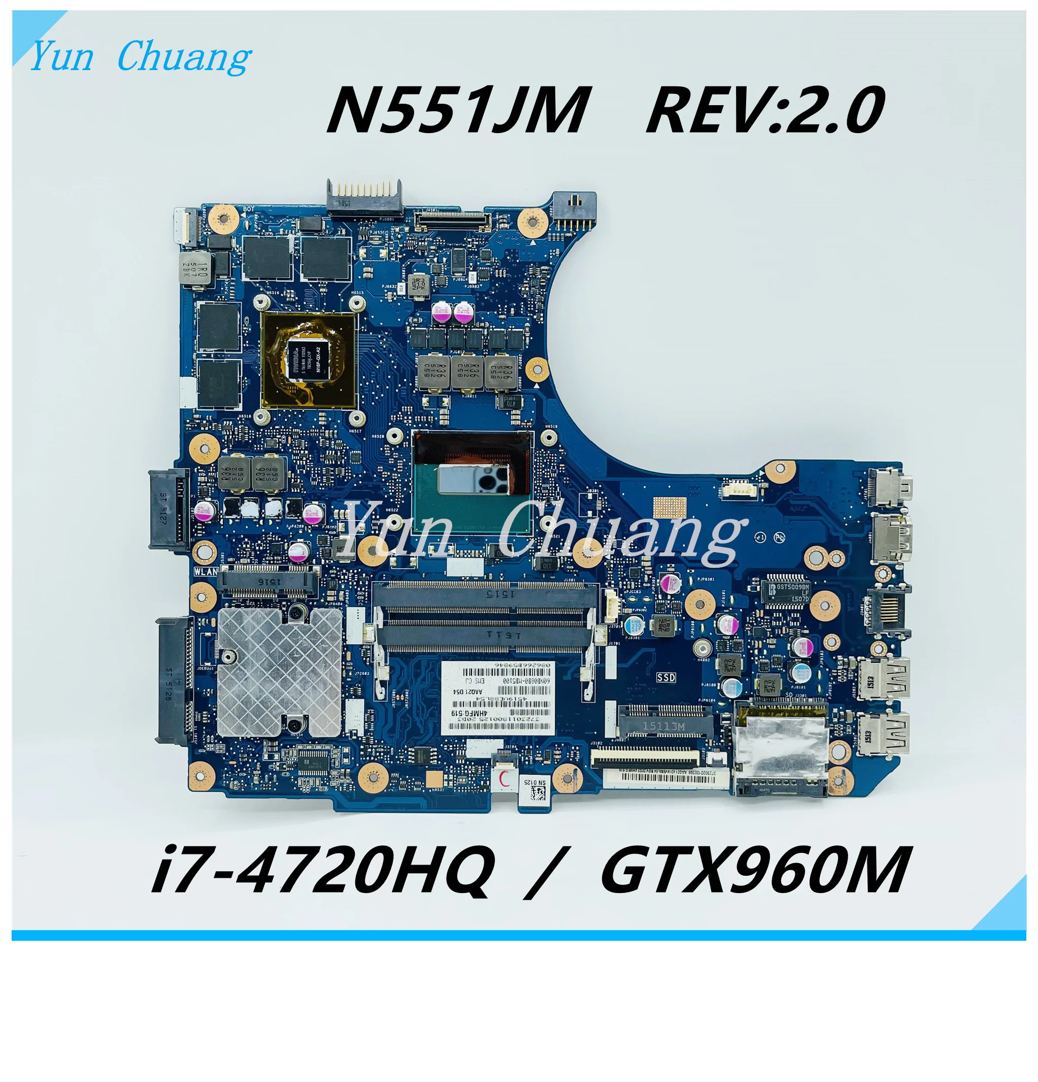 original motherboard para asus g58jw n551jw g551j g551jw n551jm n551jk n551j motherboard notebook com i74720hq gtx960m n551jm 01