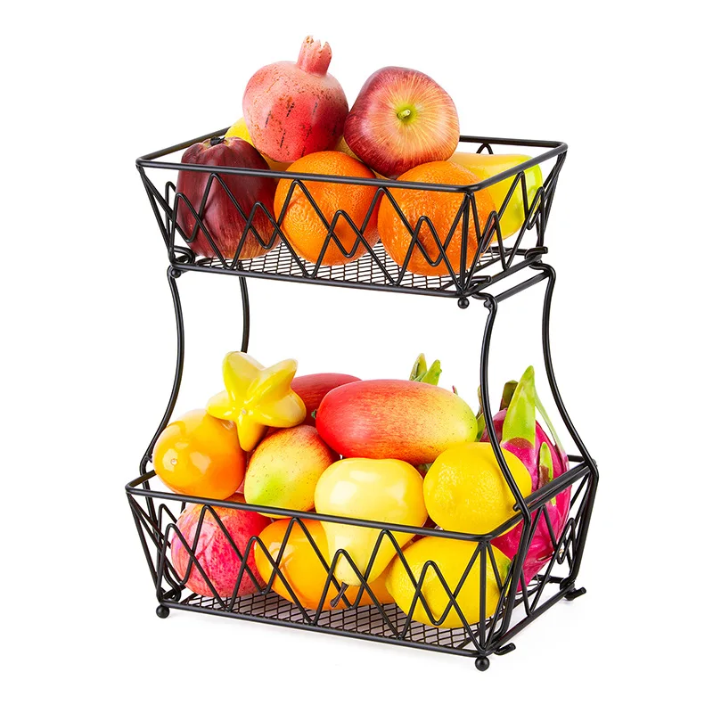 

Practical 2 Tier Fruit Basket Detachable Bread Display Stand Storage Holder Screws Free Design For Kitchen Bathroom