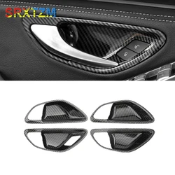 Car Interior Door Handle Bowl Stickers Case For Mercedes Benz C E Glc Class W205 X253 Glc260l E3000l C200l 2015-2021 Car Styling