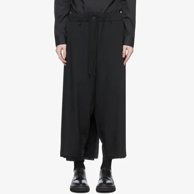 Black multi-layer skirt with nine-leg men dark wind adjustable asymmetrical loose-legged trousers