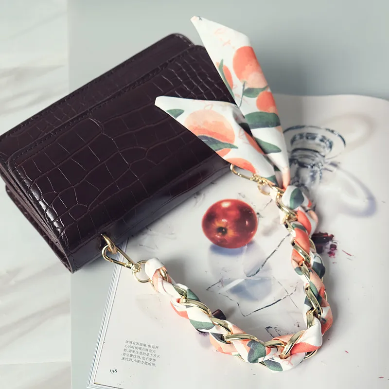 Cadena de repuesto desmontable para mujer, accesorio para bolso de mano, de seda Floral, correa de algodón, nueva moda, primavera y verano