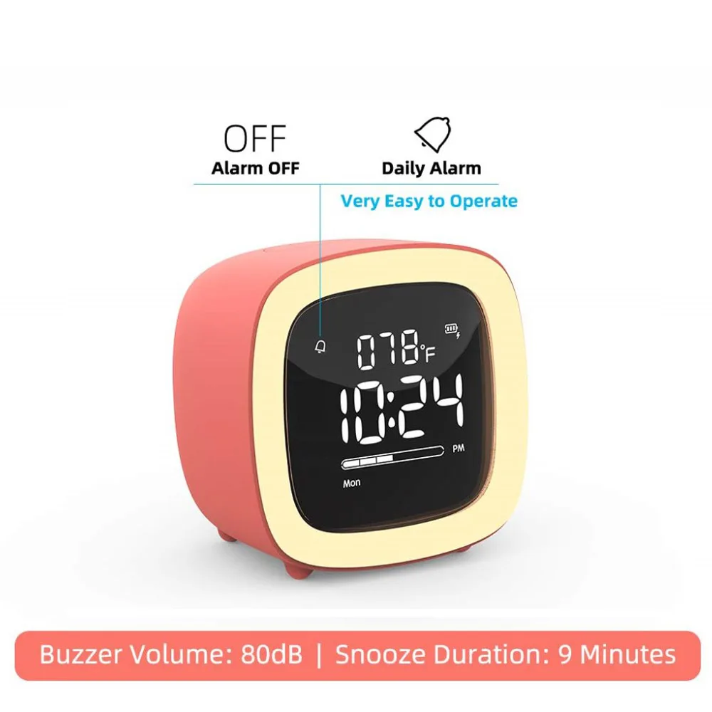 Youpin Cut Digital Alarm Clock Cartoon Night Light Bedside Desk Alarm Clock Rechargeable Battery Christmas Gift For Kids Child