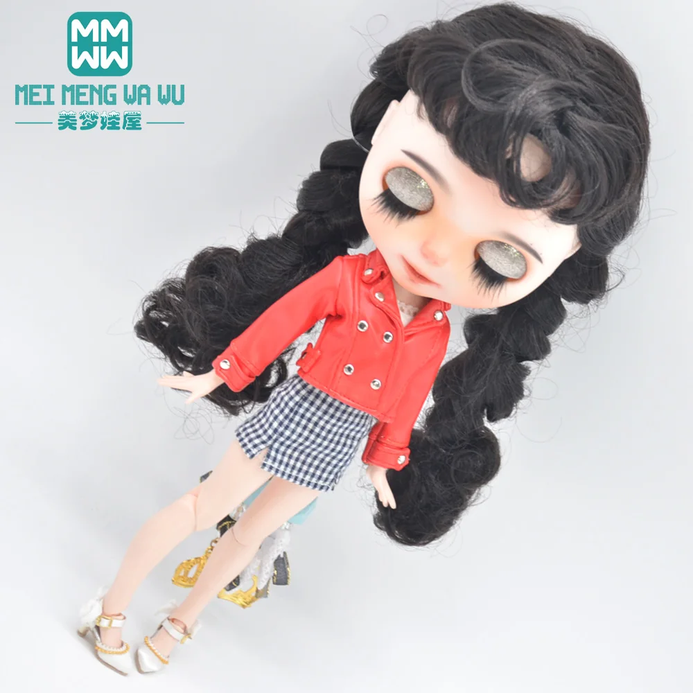 Fits Blyth Azone OB23 OB24 1/6 doll clothes accessories Fashion leather jacket T-shirt miniskirt