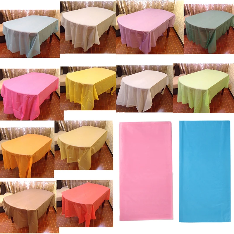 Plastic Disposable Solid Color Party Tablecloth Birthday Party Wedding Tablecloth Rectangle Desk Cloth Decorates Environmentally