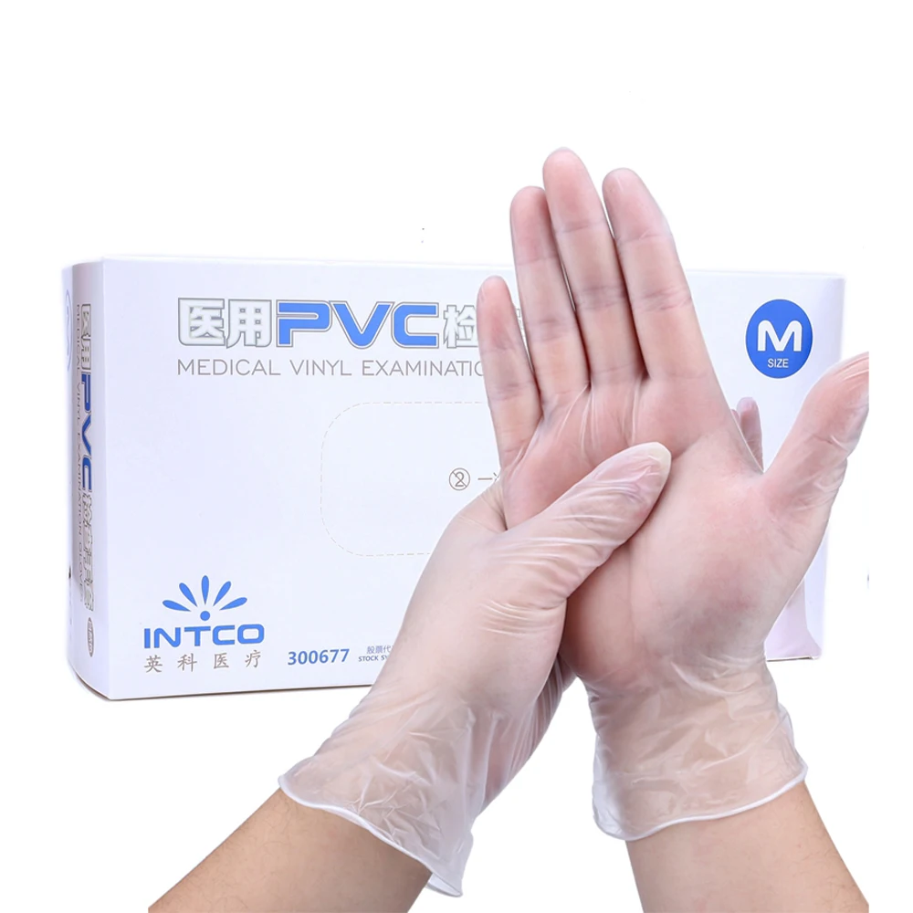 

PVC Safety Disposable Mittens Gloves White Non-Slip Acid Alkali Laboratory protection Rubber Latex Gloves Household Cleaning