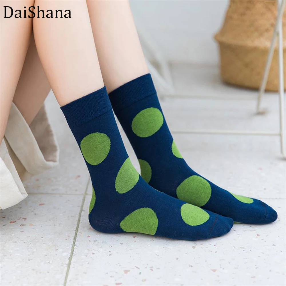 Harajuku 2019Trend Street New Women Loose Autumn Winter Warmer Retro Casual Preppy sweet Style All-Match Polka Dot Pattern Socks