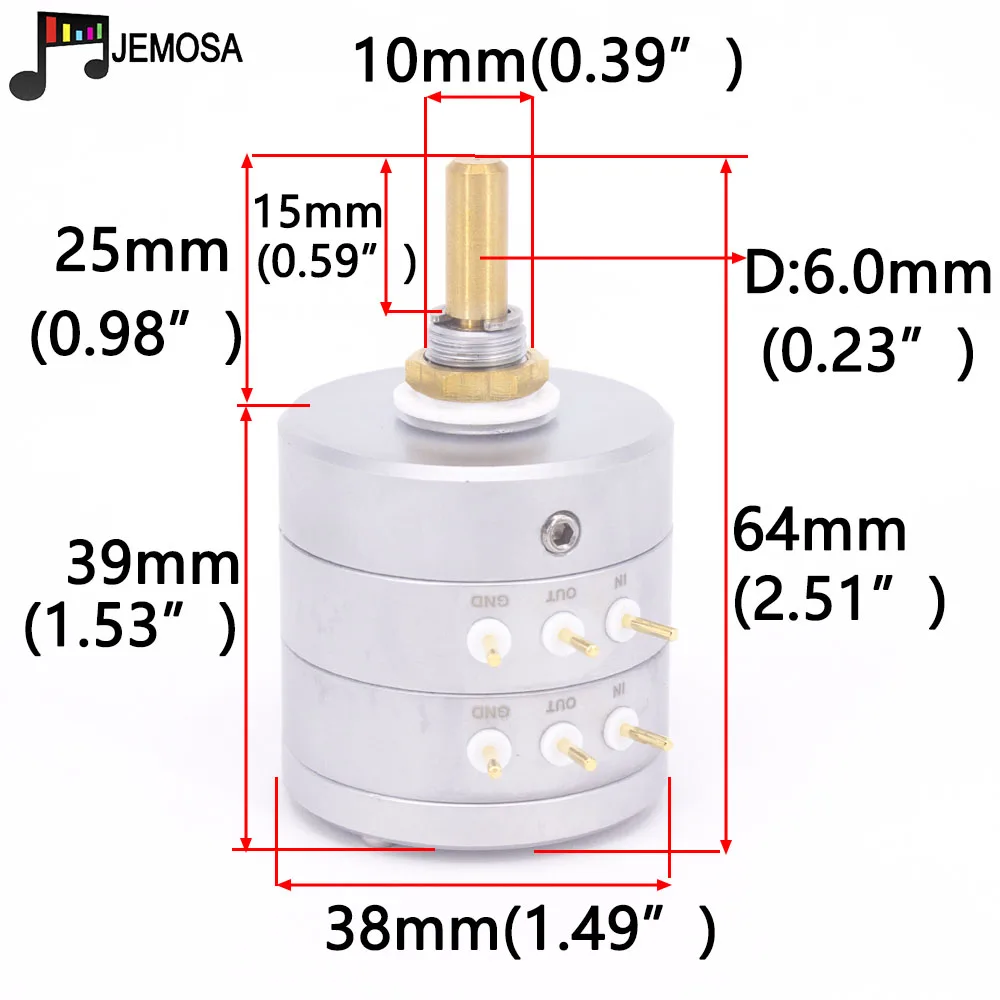 Высококонечный стерео потенциометр EIZZ, переключатель 10K 25K 50K 100K 250K, высокоточный 24-ступенчатый потенциометр, Hi-Fi аудио усилитель «сделай сам», 1 шт.