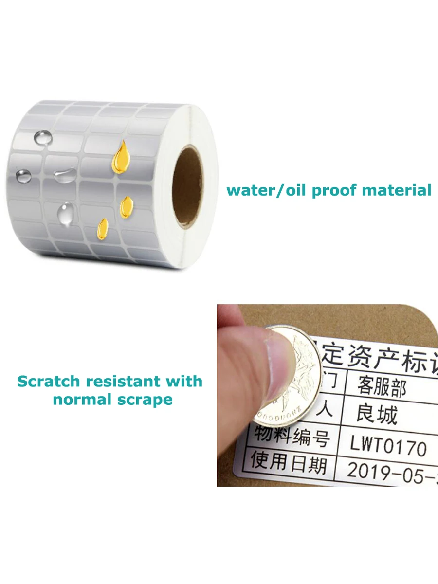 Matte Silver PET Barcode Label 100 90 80 70 60 40 50 30 20 Transfer Ribbon Printer Sticker