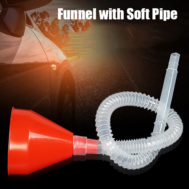 CAR-partment Pour Oil Tool Car Motorcycle Truck Vehicle Plastic Filling Funnel with Soft Pipe Spout Petrol Diesel car