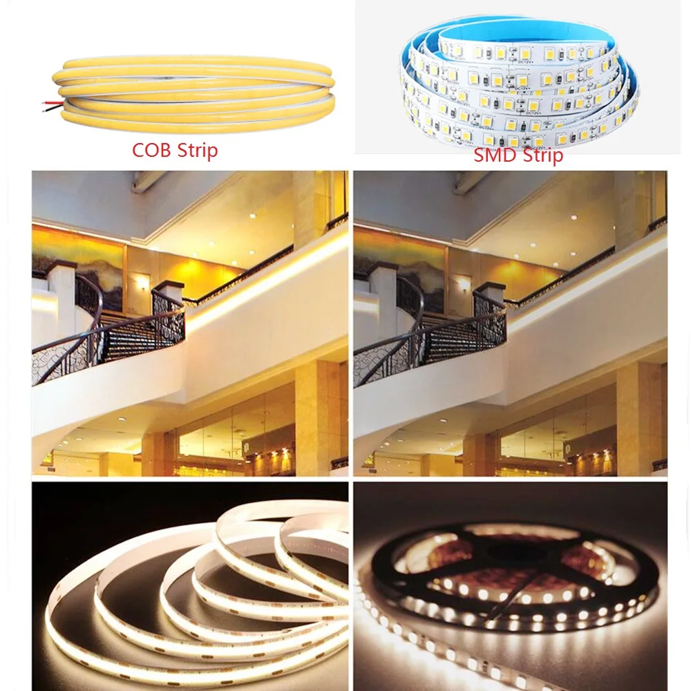 4-5mm Super Thin COB LED Strip Light DC12V 24V Flexible FOB LED Tape 480LEDs Rope Dimmable Linear Ribbon Room Decoration 5M