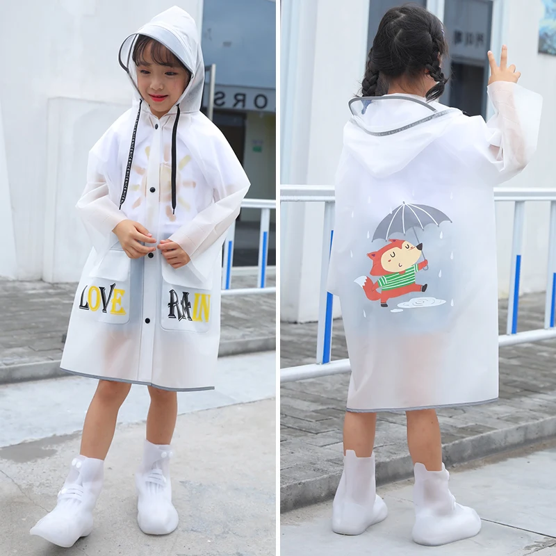 1-10 Years Old Children Raincoat kids Boys Girls Waterproof Jumpsuit Hooded One-Piece Duck Cartoon  Fox Rainwear