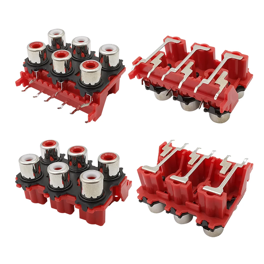 2/5Pcs 2/4/6 Holes RCA Female Audio Video Stereo Plug Jack AV Connector Socket Lotus Row Amplifier Interface Signal