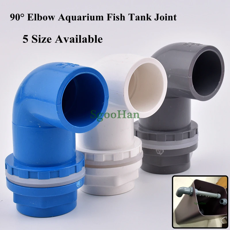 1PC 5 ขนาด PVC ท่อ Aquarium Fish Tank ข้อศอกระบายน้ําตัวเชื่อมต่อ Overflow ถังน้ํา Supply บ้าน DIY Tube Joint