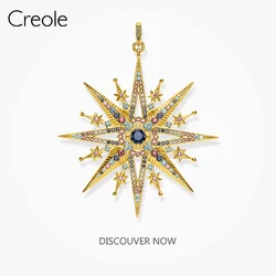 Pendant Royalty Star Golden In 925 Sterling Silver With Colorful Zirconia Fine Woman Jewelry Fit Necklace Vintage Lucky Gift