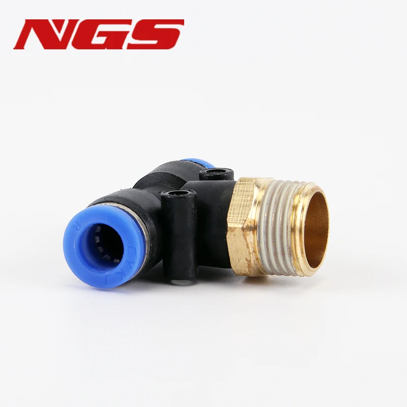 PB Pneumatic Piping Male Thread Tee Shaped Three-way Quick Connector Adapter PB4 6 8 10 12 14 16-M5/01/02/03/04/06